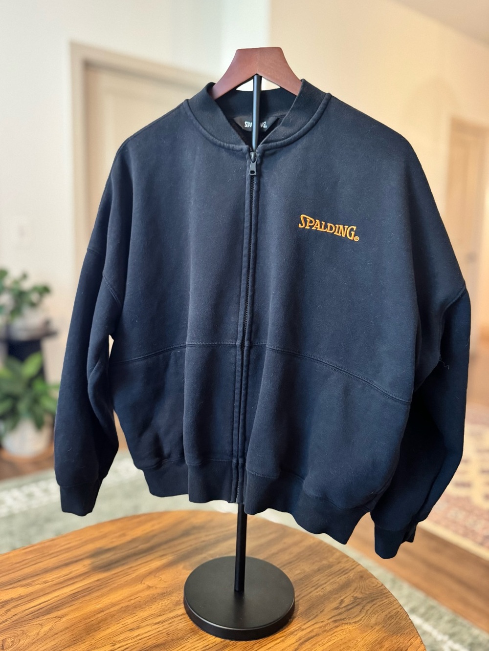 Spalding Black Full-Zip Sweatshirt with Logo